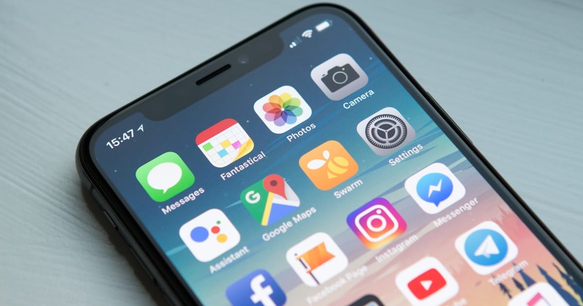 Smartphone showing app icons