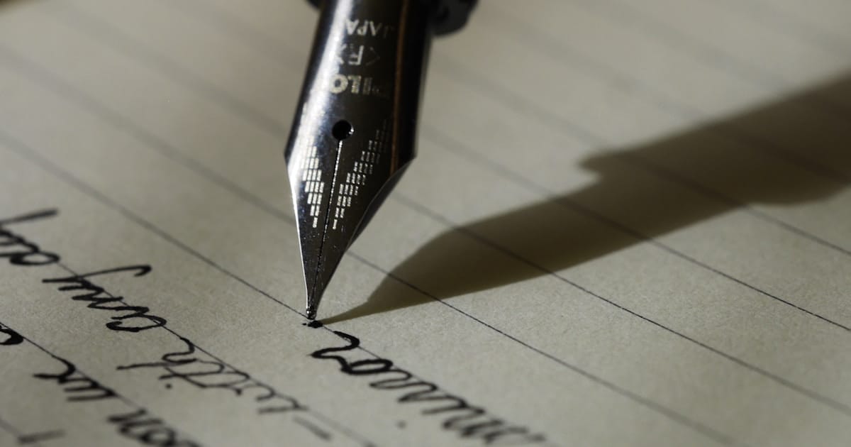 Fountain pen writing on paper